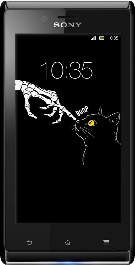 3D пластиковый глянцевый чехол Кошка для Sony Xperia J ST26i - 6505c-779 изображение 