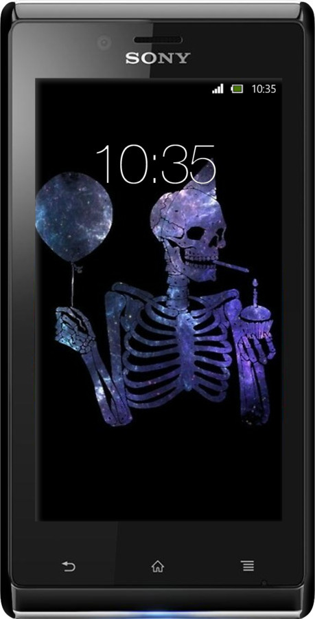 3D пластиковый глянцевый чехол Скелетное искусство для Sony Xperia J ST26i - 6536c-779 изображение 