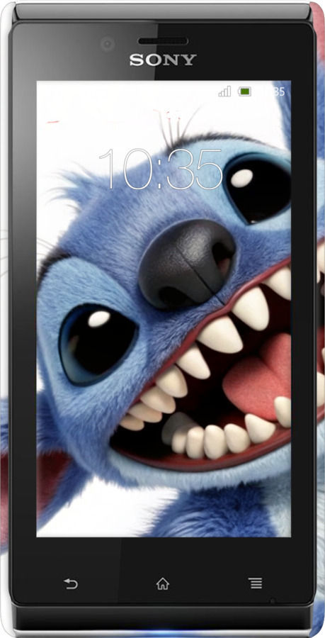 3D пластиковый глянцевый чехол Стич для Sony Xperia J ST26i - 6684c-779 изображение 