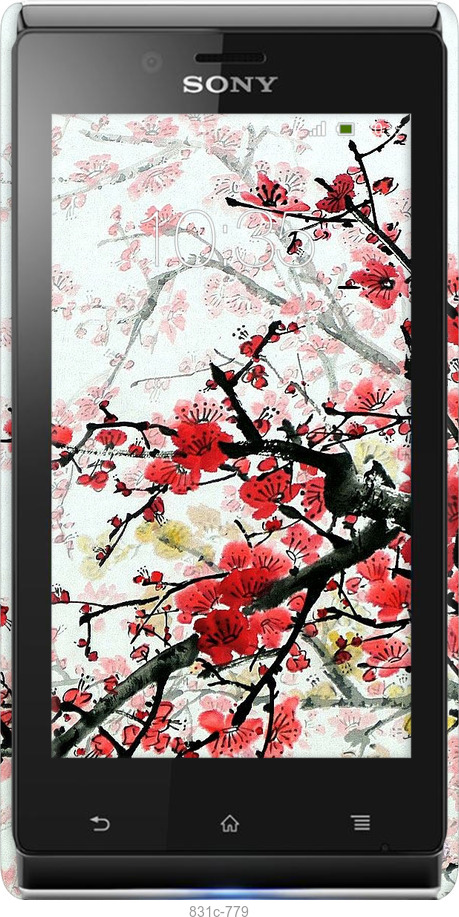 3D пластиковый глянцевый чехол Цветущий куст для Sony Xperia J ST26i - 831c-779 изображение 