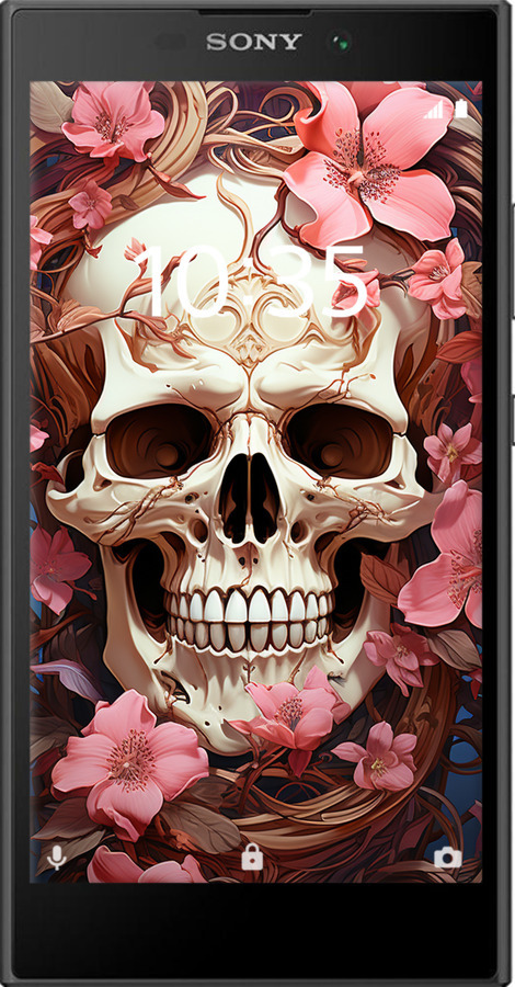 Силиконовый чехол Череп в розовых цветах для Sony Xperia L2 H4311 - 5965u-1394 изображение 