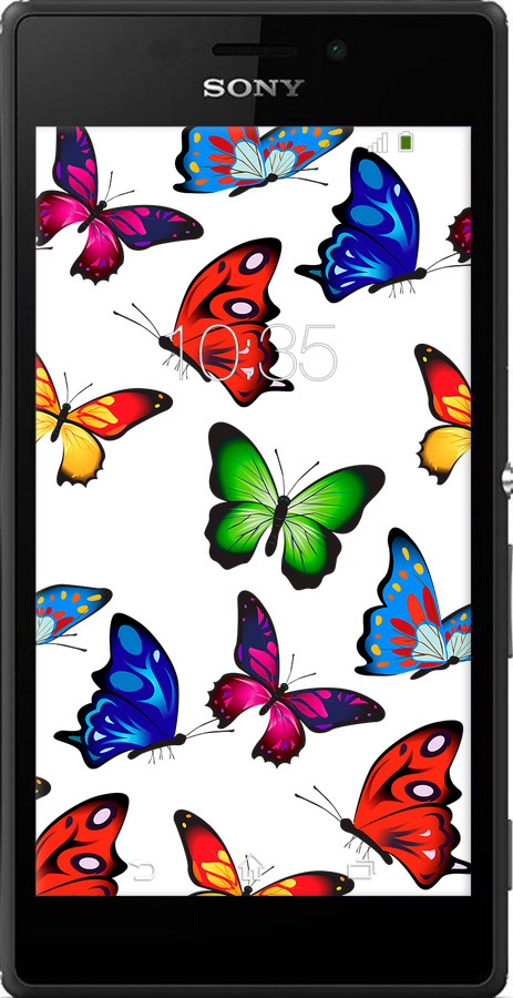 Силиконовый чехол Красочные мотыльки для Sony Xperia M2 Aqua D2403 - 4761u-405 изображение 