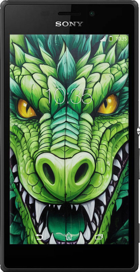 Силиконовый чехол Зелёный дракон для Sony Xperia M2 Aqua D2403 - 5816u-405 изображение 