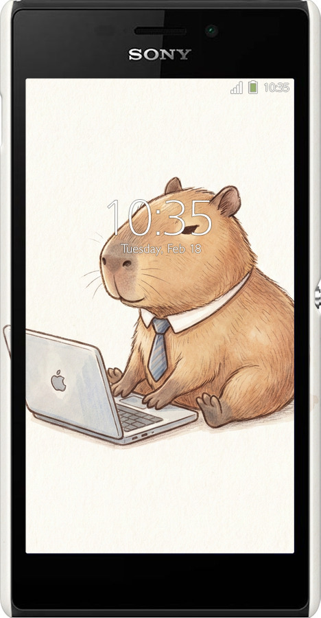 3D пластиковый глянцевый чехол Funny Capybara CEO Working для Sony Xperia M2 D2305 - 6777c-60 изображение 
