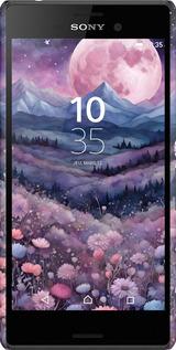 3D пластиковый матовый чехол Ночь луна арт для Sony Xperia M4 Aqua E2312 - 6319m-162 изображение 