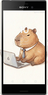 3D пластиковый матовый чехол Funny Capybara CEO Working для Sony Xperia M4 Aqua E2312 - 6777m-162 изображение 
