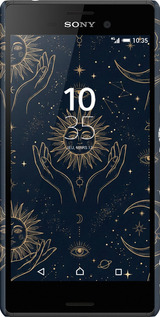 3D пластиковый матовый чехол Celestial Harmony: Sun & Moon Gold Mystic Pattern для Sony Xperia M4 Aqua E2312 - 6778m-162 изображение 