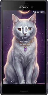 3D пластиковый матовый чехол Mystic White Cat Gothic Dark Purple Gold для Sony Xperia M4 Aqua E2312 - 6805m-162 изображение 
