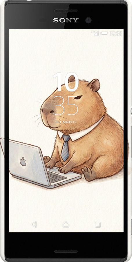 3D пластиковый матовый чехол Funny Capybara CEO Working для Sony Xperia M4 Aqua E2312 - 6777m-162 изображение 