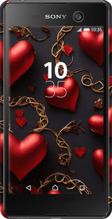 3D пластиковый матовый чехол Сердечки для Sony Xperia M5 E5633 - 5831m-217 изображение 