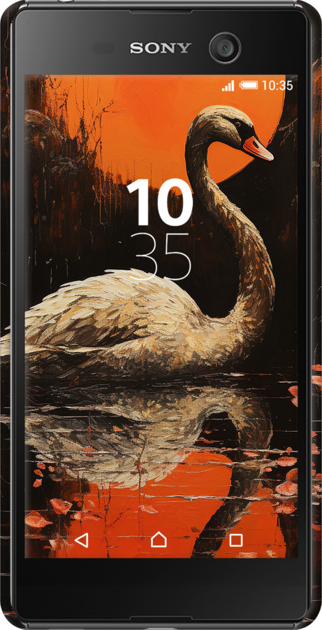 3D пластиковый глянцевый чехол Лебедь для Sony Xperia M5 E5633 - 5964c-217 изображение 