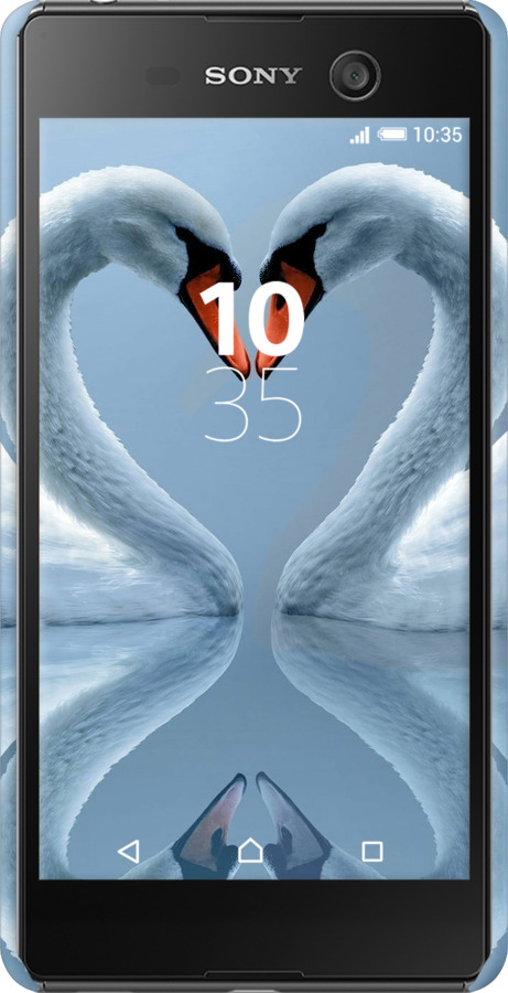3D пластиковый глянцевый чехол Лебеди для Sony Xperia M5 E5633 - 6007c-217 изображение 