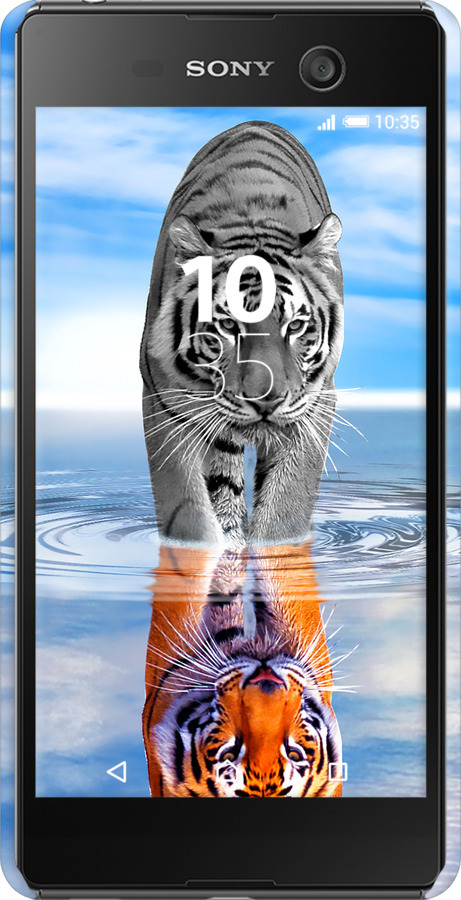 3D пластиковый глянцевый чехол Тигр для Sony Xperia M5 E5633 - 6016c-217 изображение 