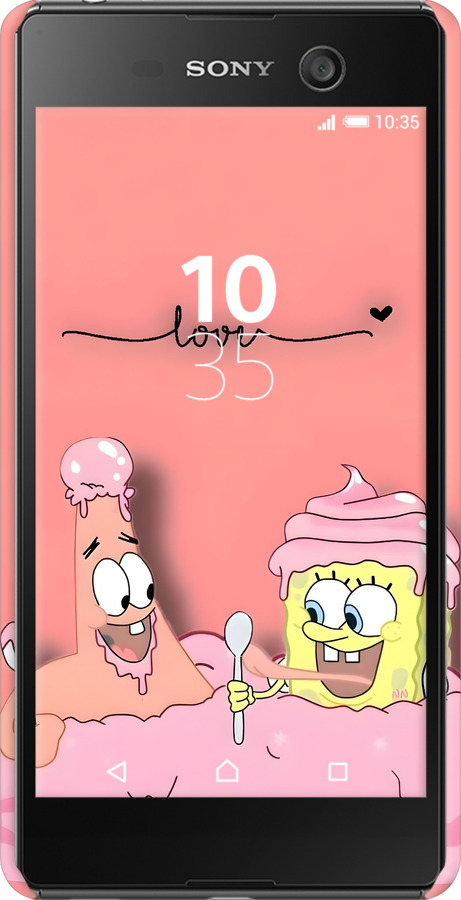 3D пластиковый глянцевый чехол Спанч Боб для Sony Xperia M5 E5633 - 6282c-217 изображение 