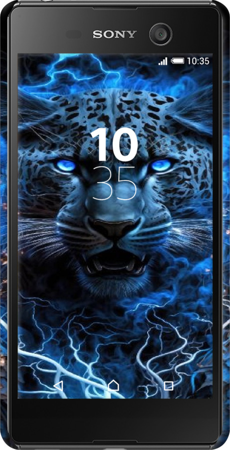 3D пластиковый глянцевый чехол Ледяной леопард для Sony Xperia M5 E5633 - 6460c-217 изображение 