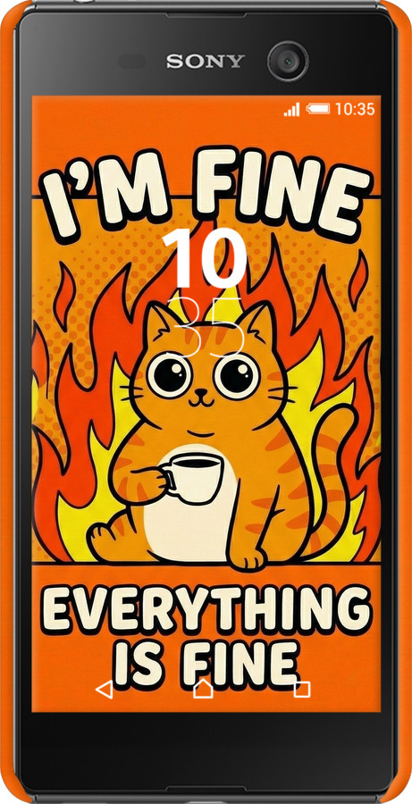 3D пластиковый глянцевый чехол Funny Cat для Sony Xperia M5 E5633 - 6786c-217 изображение 