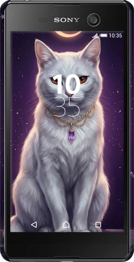 3D пластиковий глянцевий чехол Mystic White Cat Gothic Dark Purple Gold для Sony Xperia M5 E5633 - 6805c-217 изображение 