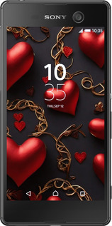 Силиконовый чехол Сердечки для Sony Xperia M5 E5633 - 5831u-217 изображение 