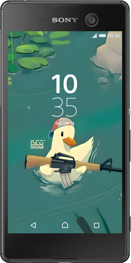 Силіконовий чехол Каченя з автоматом для Sony Xperia M5 E5633 - 6356u-217 изображение 