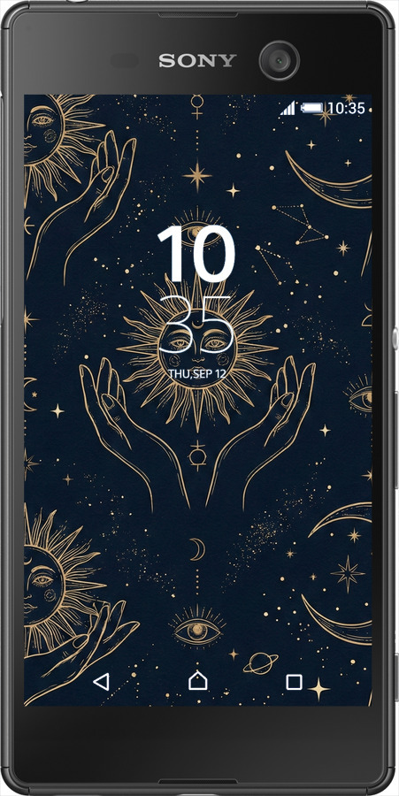 Силіконовий чехол Celestial Harmony: Sun & Moon Gold Mystic Pattern для Sony Xperia M5 E5633 - 6778u-217 изображение 