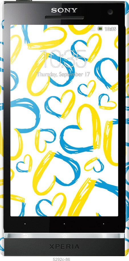3D пластиковый глянцевый чехол Сердца UA для Sony Xperia S LT26i - 5292c-86 изображение 