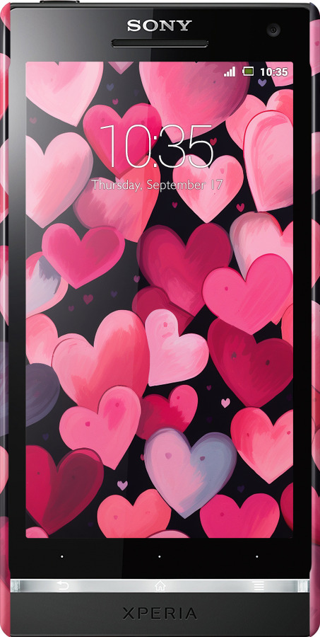 3D пластиковый глянцевый чехол Сердечки 4 для Sony Xperia S LT26i - 5662c-86 изображение 