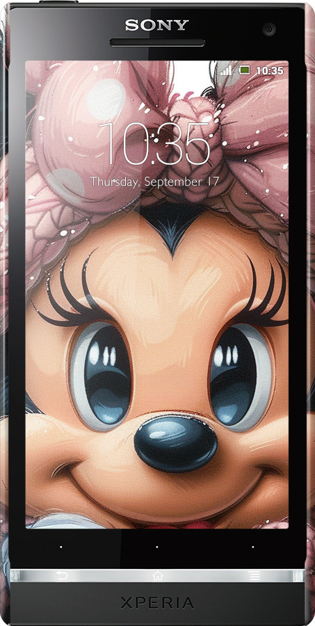 3D пластиковый глянцевый чехол Минни Маус с бантиком для Sony Xperia S LT26i - 6055c-86 изображение 