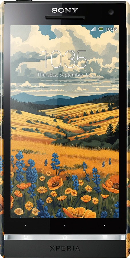 3D пластиковый глянцевый чехол Украинское поле для Sony Xperia S LT26i - 6082c-86 изображение 