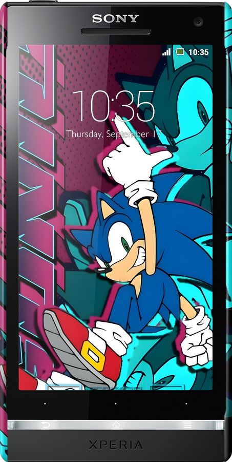 3D пластиковый глянцевый чехол Соник для Sony Xperia S LT26i - 6284c-86 изображение 