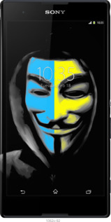 3D пластиковый глянцевый чехол Украинский анонимус для Sony Xperia T2 Ultra Dual D5322 - 1062c-92 изображение 