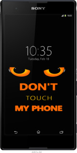 3D пластиковый глянцевый чехол Don't touch the phone для Sony Xperia T2 Ultra Dual D5322 - 4261c-92 изображение 
