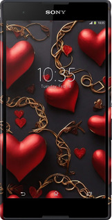 3D пластиковый матовый чехол Сердечки для Sony Xperia T2 Ultra Dual D5322 - 5831m-92 изображение 