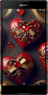 3D пластиковый матовый чехол Сердечки v4 для Sony Xperia T2 Ultra Dual D5322 - 5834m-92 изображение 