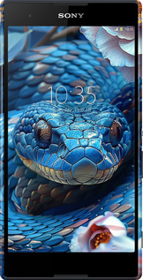 3D пластиковый глянцевый чехол Blue Snake для Sony Xperia T2 Ultra Dual D5322 - 6079c-92 изображение 