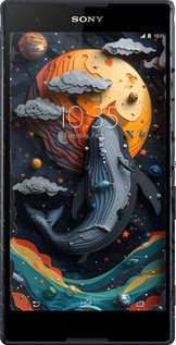 3D пластиковий глянцевий чехол Кит у космосі для Sony Xperia T2 Ultra Dual D5322 - 6328c-92 изображение 