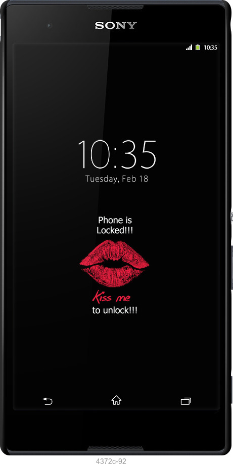 3D пластиковый глянцевый чехол Разблокируй-поцелуй для Sony Xperia T2 Ultra Dual D5322 - 4372c-92 изображение 