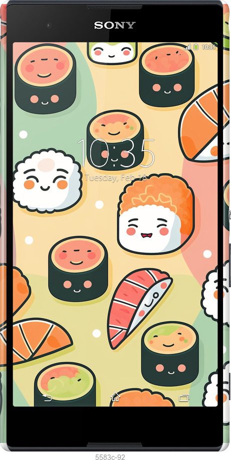 3D пластиковий глянцевий чехол Суші патерн для Sony Xperia T2 Ultra Dual D5322 - 5583c-92 изображение 