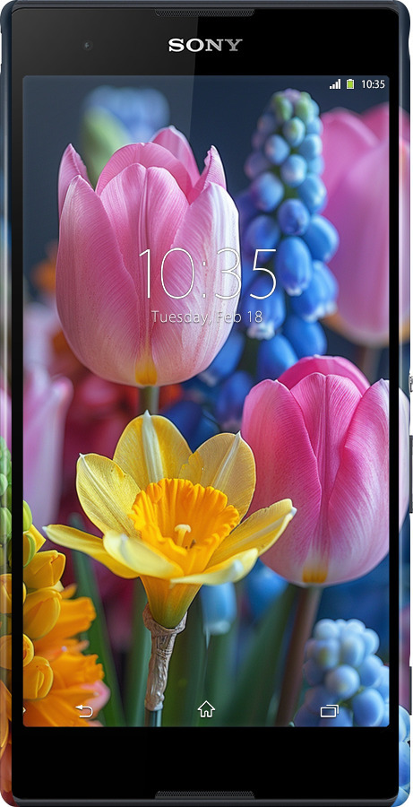 3D пластиковый глянцевый чехол Весенние цветы для Sony Xperia T2 Ultra Dual D5322 - 6058c-92 изображение 