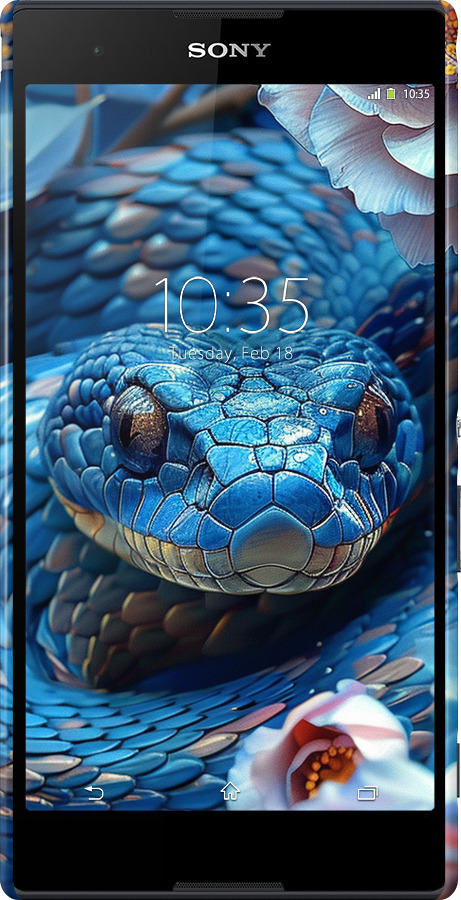 3D пластиковый глянцевый чехол Blue Snake для Sony Xperia T2 Ultra Dual D5322 - 6079c-92 изображение 