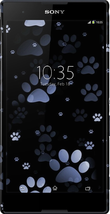 3D пластиковый глянцевый чехол С синими отпечатками лап для Sony Xperia T2 Ultra Dual D5322 - 6441c-92 изображение 