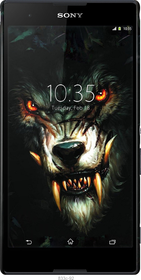 3D пластиковий глянцевий чехол Диявольський вовк для Sony Xperia T2 Ultra Dual D5322 - 833c-92 изображение 