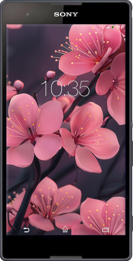 Силіконовий чехол Пурпурова сакура для Sony Xperia T2 Ultra Dual D5322 - 6075u-92 изображение 