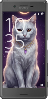 2D пластиковый чехол Mystic White Cat Gothic Dark Purple Gold для Sony Xperia X F5122 - 6805t-446 изображение 