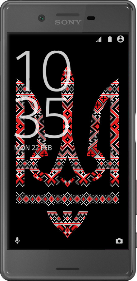2D пластиковый чехол Герб - вышиванка на черном фоне для Sony Xperia X F5122 - 1196t-446 изображение 
