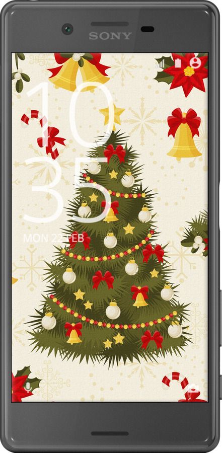 2D пластиковый чехол Новогодняя елка для Sony Xperia X F5122 - 4198t-446 изображение 