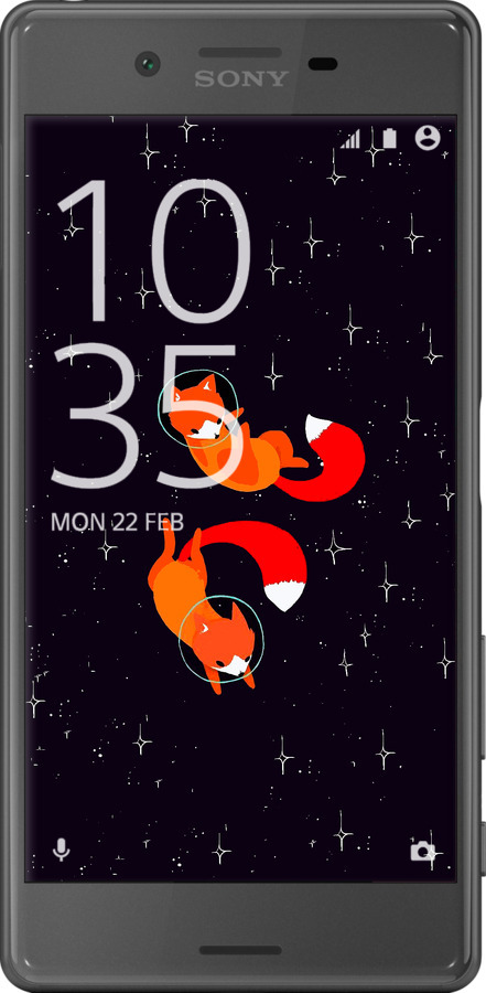 2D пластиковый чехол Лисички в космосе для Sony Xperia X F5122 - 4519t-446 изображение 