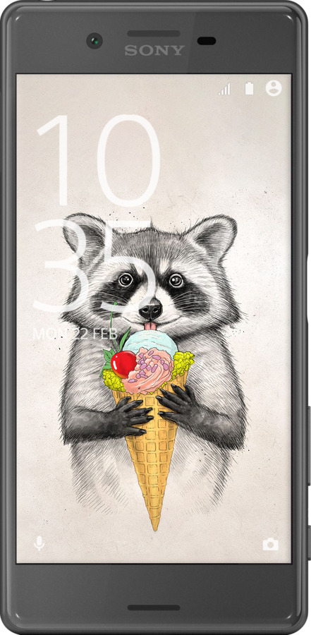 2D пластиковый чехол Енотик с мороженым для Sony Xperia X F5122 - 4602t-446 изображение 