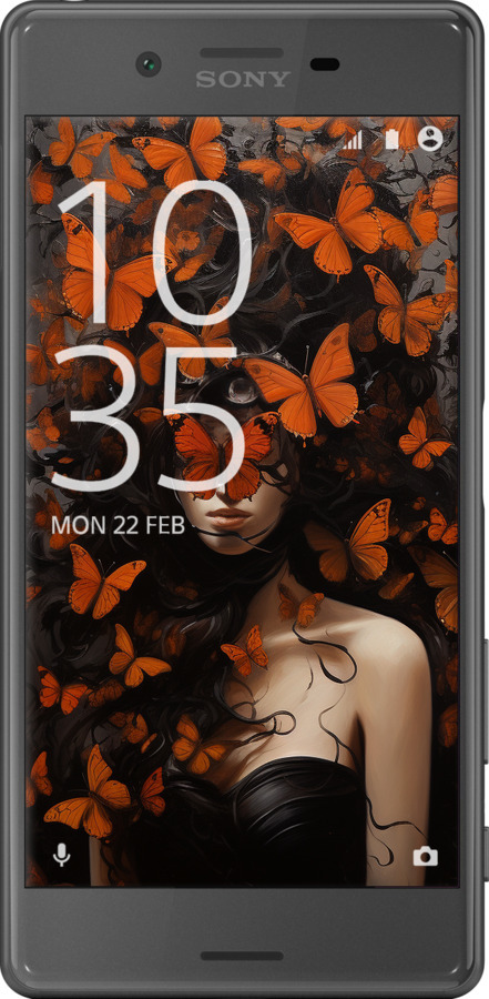 Силіконовий чехол Дівчина з помаранчевими метеликами для Sony Xperia X F5122 - 5941u-446 изображение 