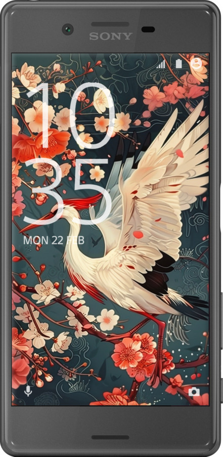 2D пластиковый чехол Сакура и аист для Sony Xperia X F5122 - 6108t-446 изображение 