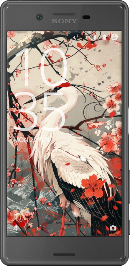 2D пластиковый чехол Аист в цвету сакуры для Sony Xperia X F5122 - 6109t-446 изображение 